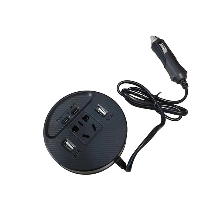 مبدل برق خودرو 150 وات با خروجی AC و 2 پورت USB و Type-C — تصویر ۳