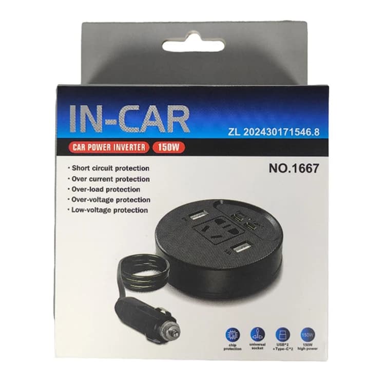 مبدل برق خودرو 150 وات با خروجی AC و 2 پورت USB و Type-C — تصویر ۸