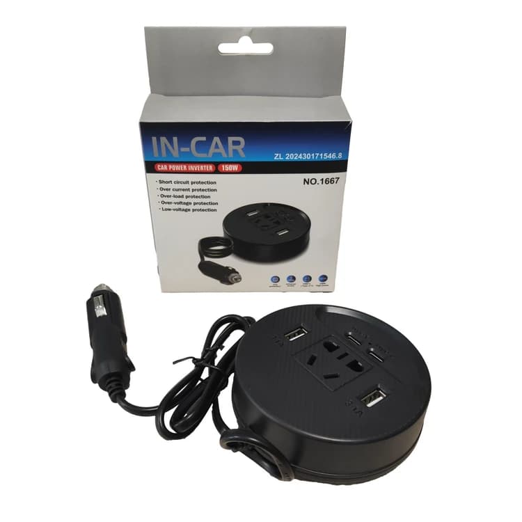 مبدل برق خودرو 150 وات با خروجی AC و 2 پورت USB و Type-C — تصویر ۷