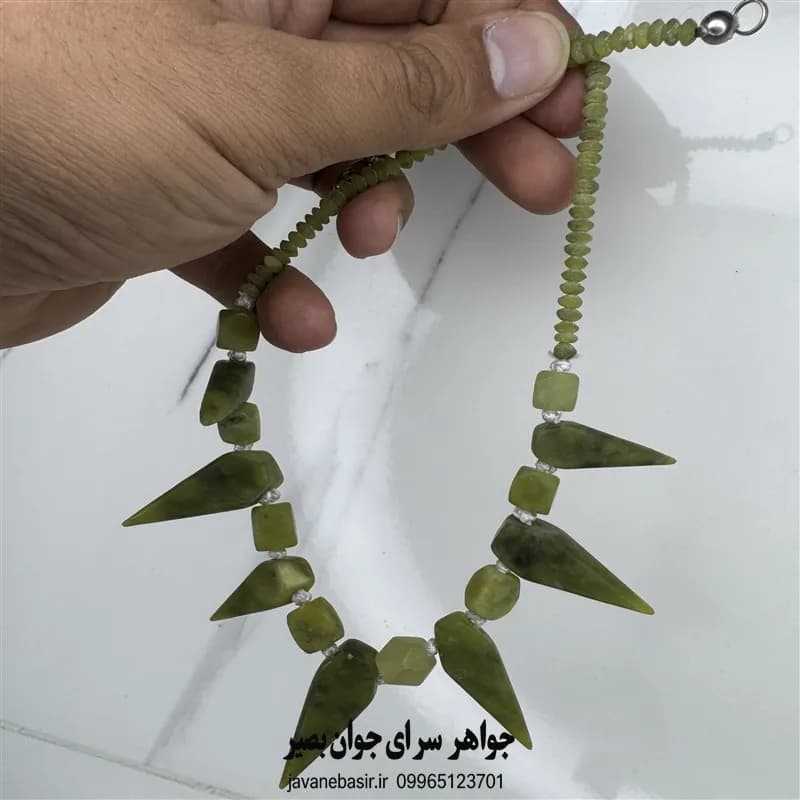 گردنبند یشم سبز افغانستان؛ اصل و نایاب — تصویر ۳