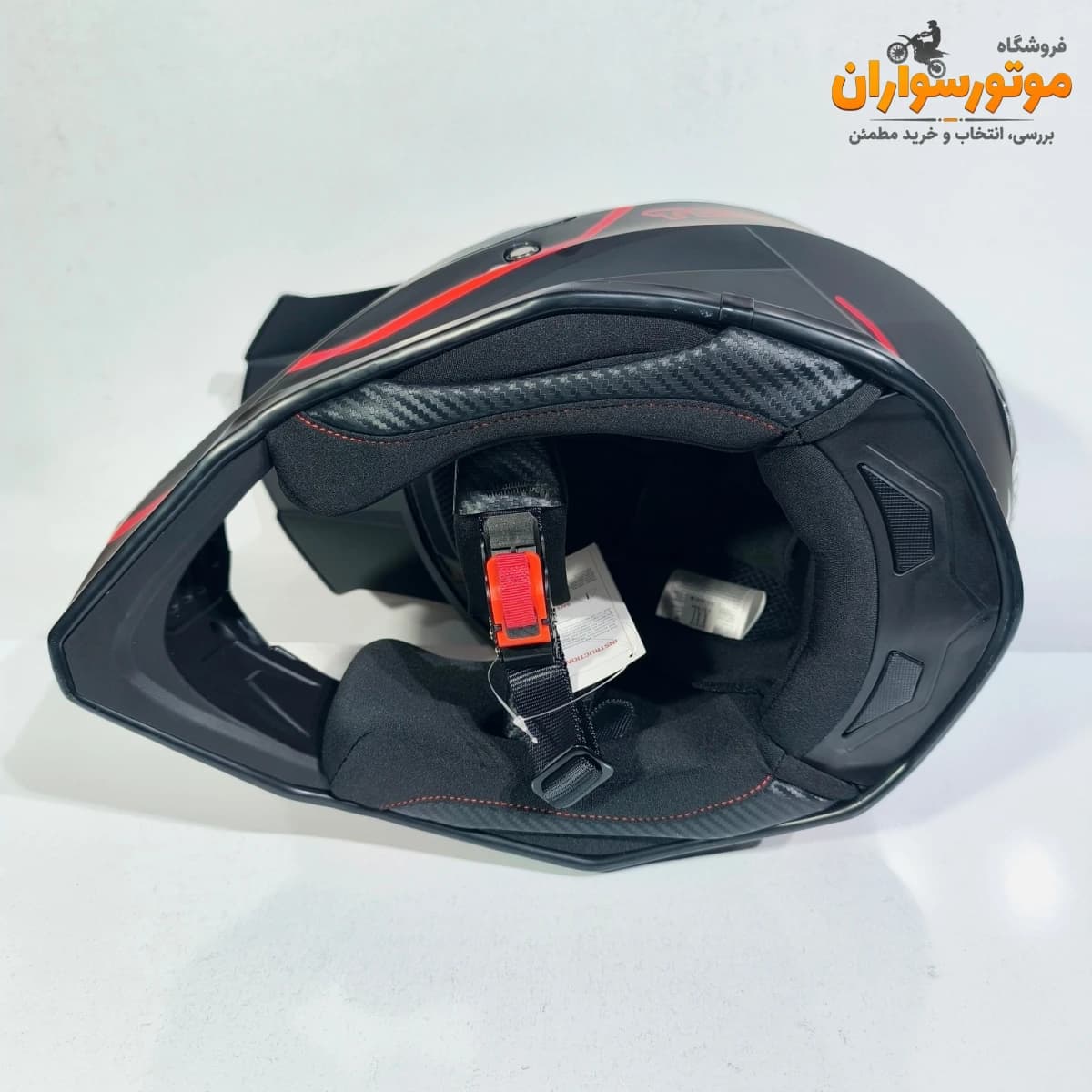 کلاه کاسکت کراسی تکنو TEKNO قرمز مشکی مات — تصویر ۷