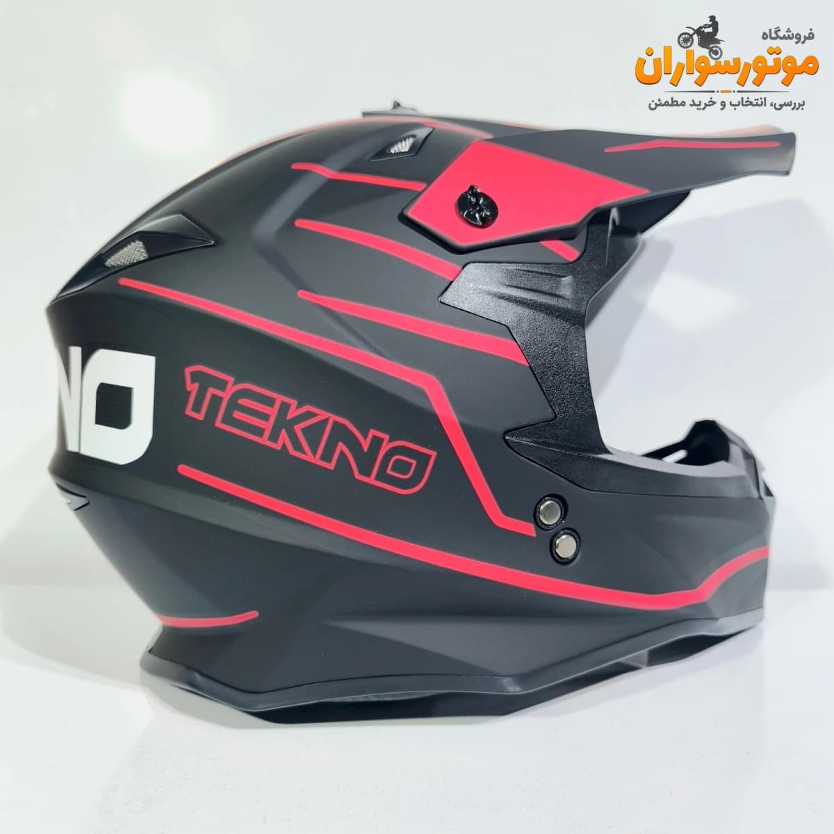 کلاه کاسکت کراسی تکنو TEKNO قرمز مشکی مات — تصویر ۲
