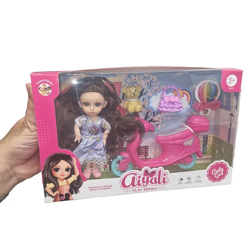 ست هدیه عروسک روسی مدل موتور سوار طرح اکسسوری دار کد 926-7 ارتفاع 16 سانتی متر — تصویر ۳