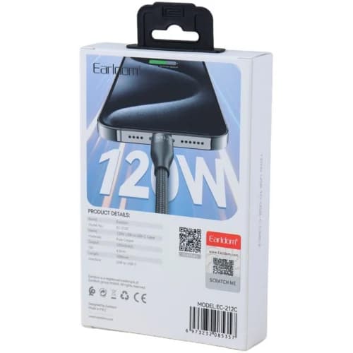 کابل تایپ سی فست شارژ 120 وات ارلدام EC-212C طول 1 متر — تصویر ۶