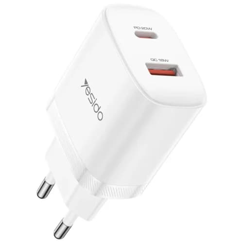 شارژر دیواری 20 وات یسیدو YC106 GaN QC PD 3A + کابل تبدیل تایپ سی — تصویر ۲