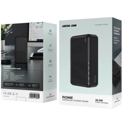 پاور بانک فست شارژ گرین لاین Rome PD 22.5W ظرفیت 30000 میلی آمپر ساعت — تصویر ۴