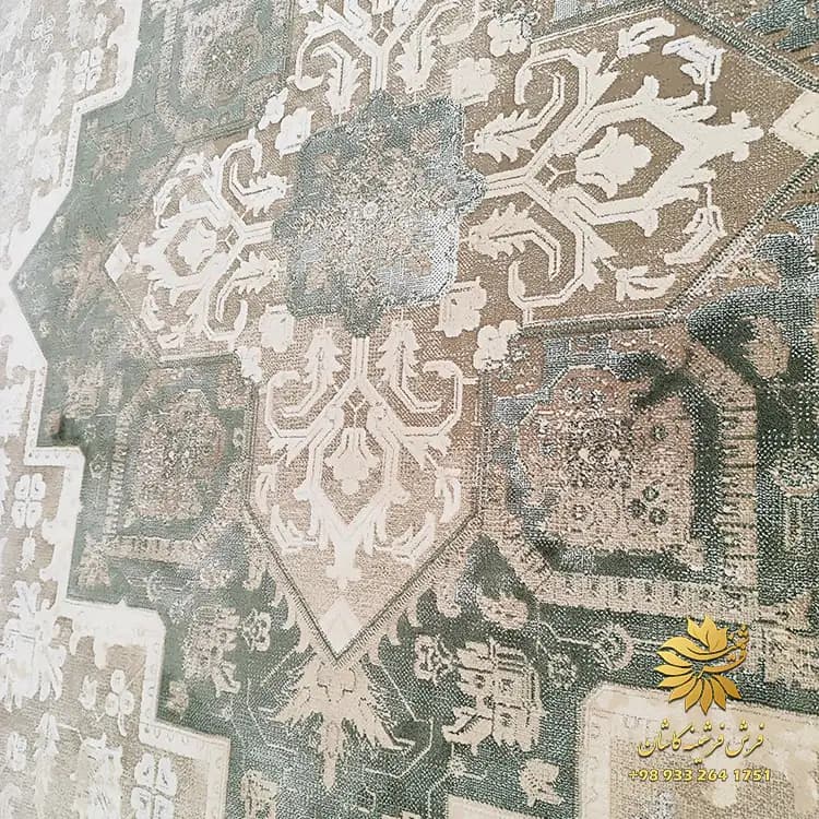 فرش سبز طرح هریس 1200 شانه وینتیج زمنیه یژ — تصویر ۴