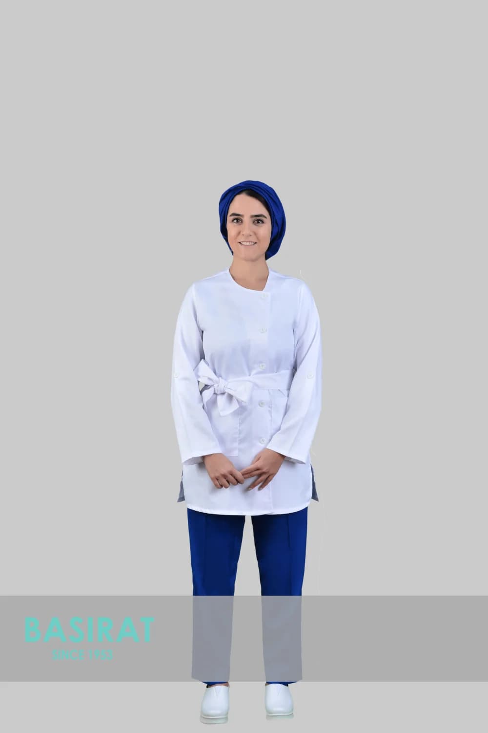 روپوش پزشکی سفید زنانه مدل پاپیون