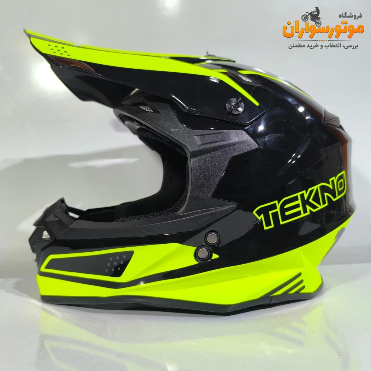 کلاه کاسکت کراسی TEKNO تکنو مشکی فسفری — تصویر ۴