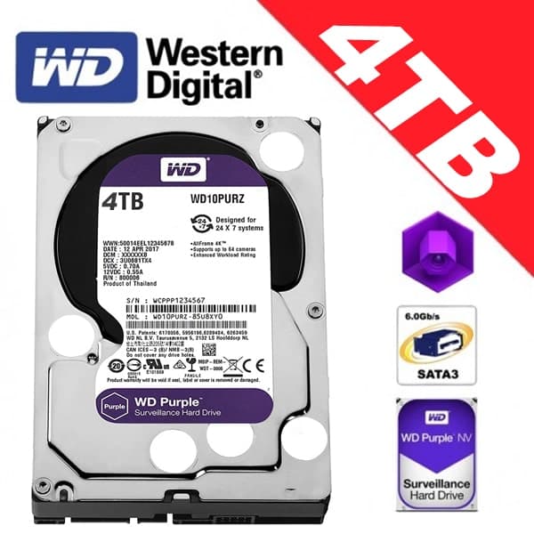 هارد وسترن 4 ترابایت بنفش شرکتی مخصوص دوربین مداربسته