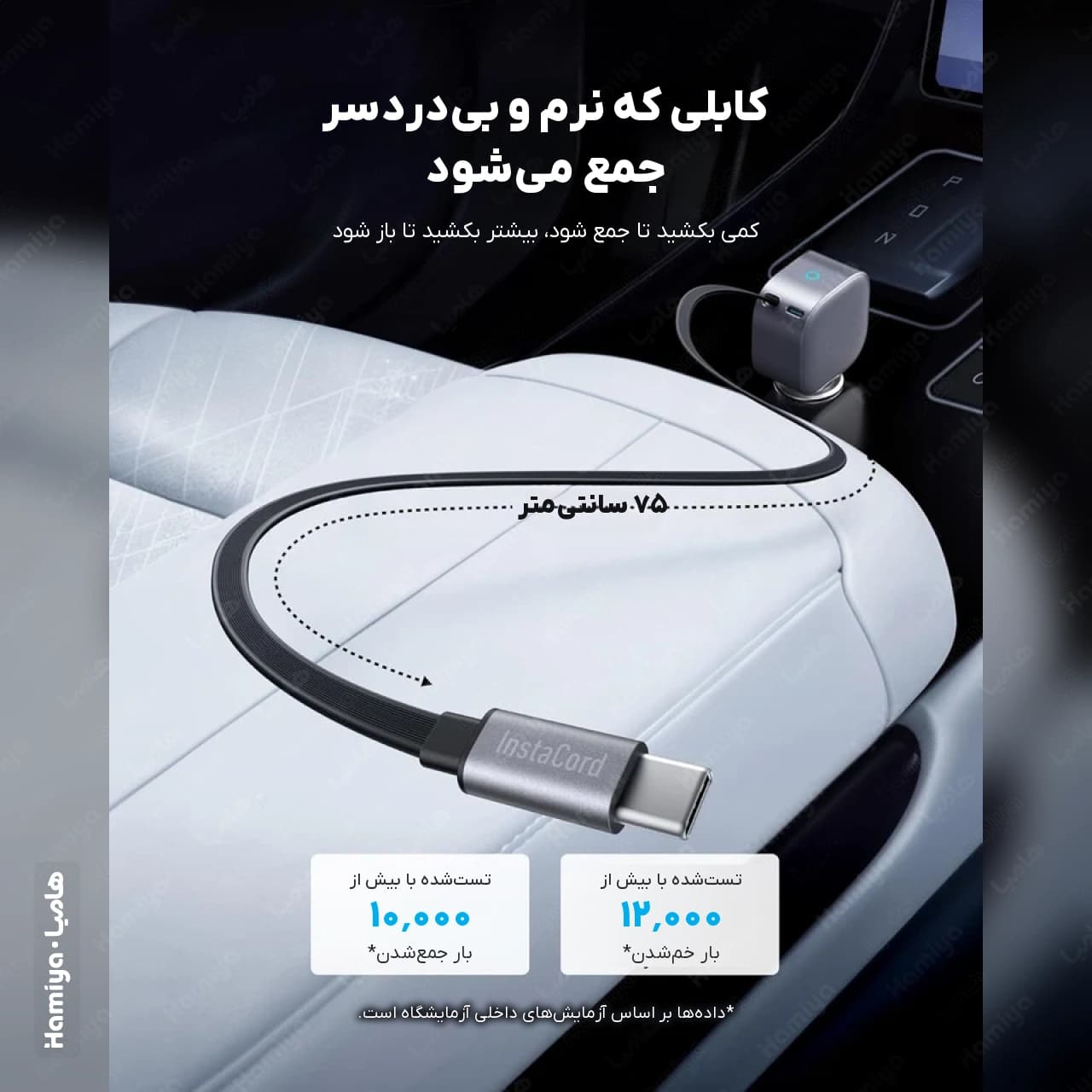شارژر فندکی انکر مدل Nano A2738 توان 75 وات با کابل جمع شونده تایپ سی — تصویر ۵