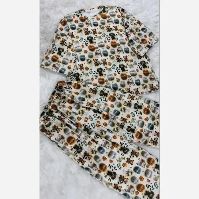 ست تیشرت شلوار راحتی سه بعدی قواره بزرگ پنبه گیاهی — تصویر ۲
