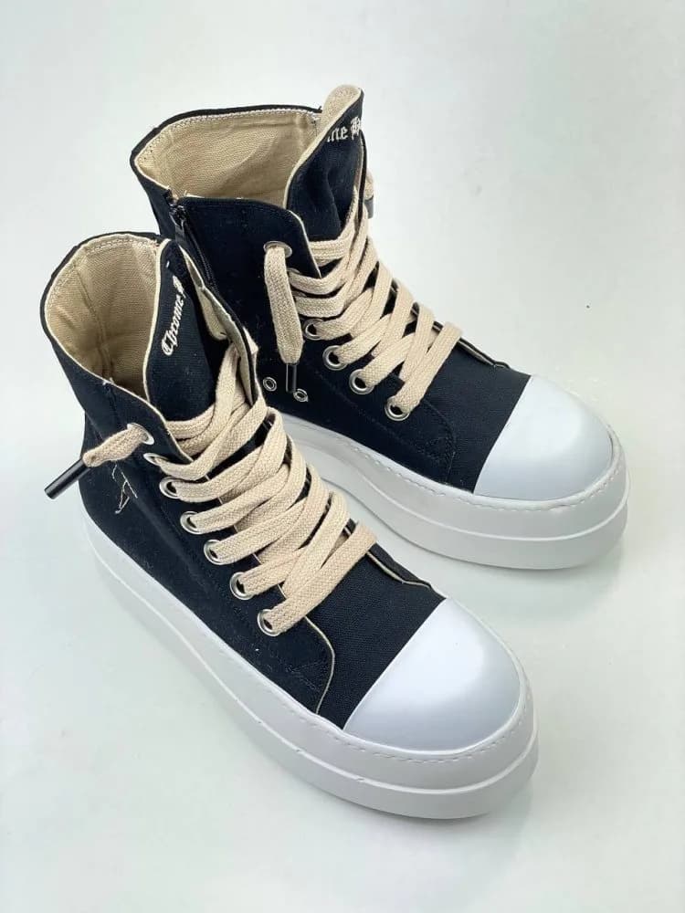بوت ریک اونز RICK OWENS کد 3309 مشکی ستاره دار پارچه جودون — تصویر ۶