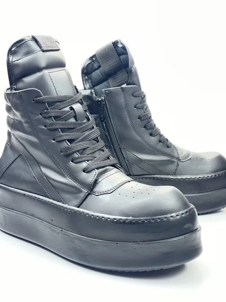 بوت ریک اونز RICK OWENS کد 3303 چرم مشکی یکدست مات — تصویر ۶