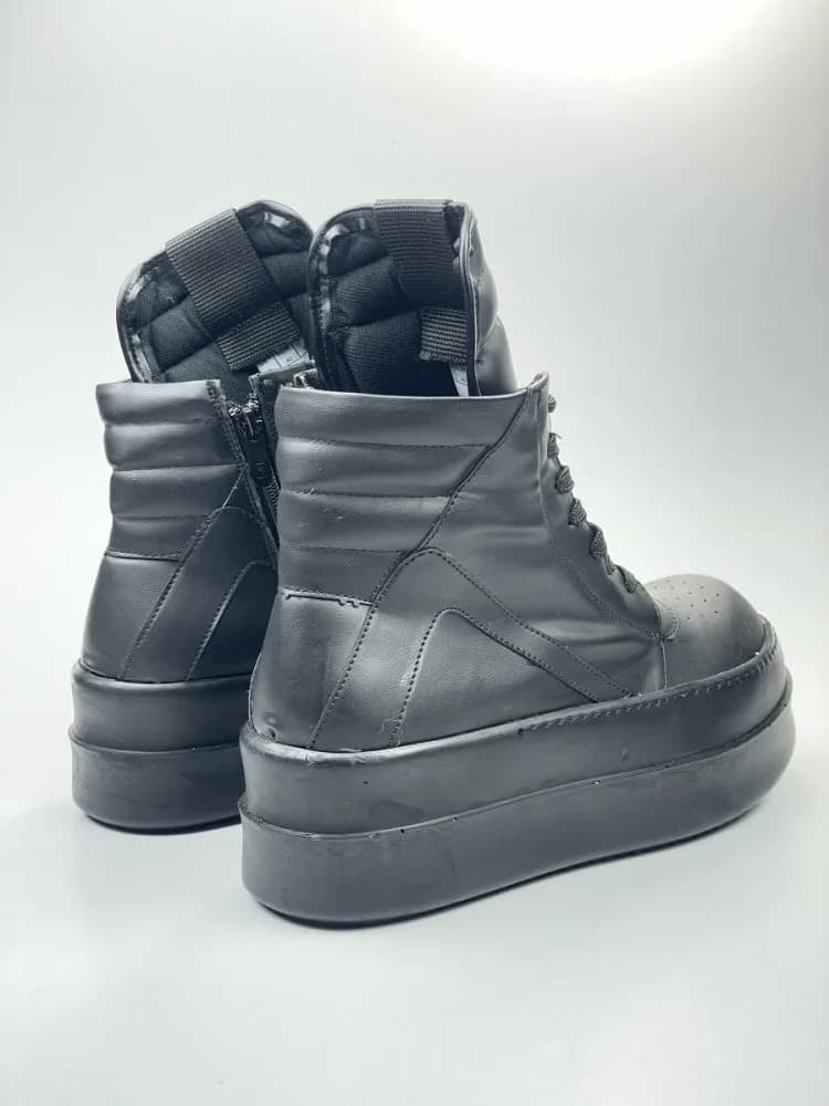 بوت ریک اونز RICK OWENS کد 3303 چرم مشکی یکدست مات — تصویر ۷