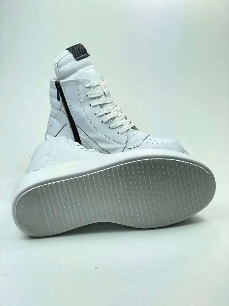 بوت ریک اونز RICK OWENS کد 3303 چرم سفید یکدست مات — تصویر ۵