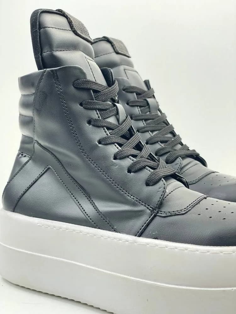بوت ریک اونز RICK OWENS کد 3303 چرم مشکی مات یکدست — تصویر ۴