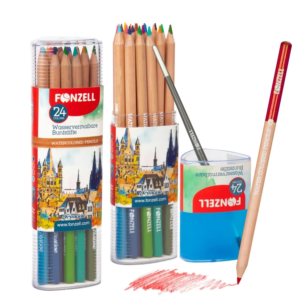 مداد رنگی 24 رنگ آبرنگی استوانه ای سری creative فونزل (fonzell) (کد 463043)