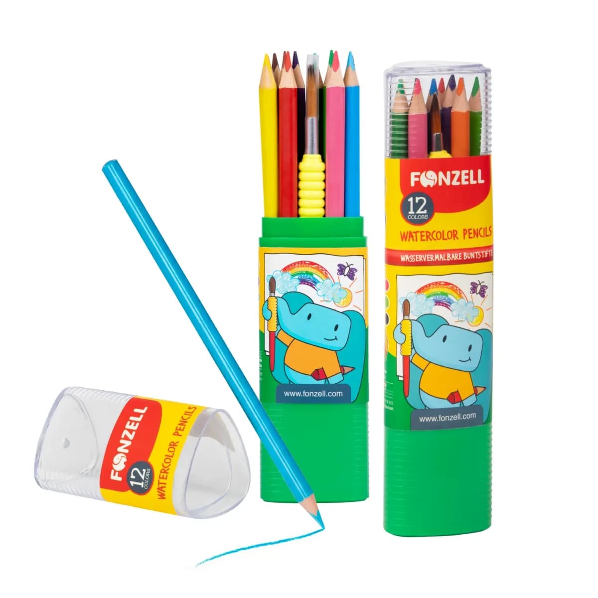 مداد رنگی آبرنگی 12 رنگ استوانه ی سه وجهی سری creative فونزل کد 685066 (fonzell)
