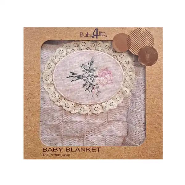 پتو بافت نوزاد طرح گل برند بی بی فور لایف BABY4LIFE