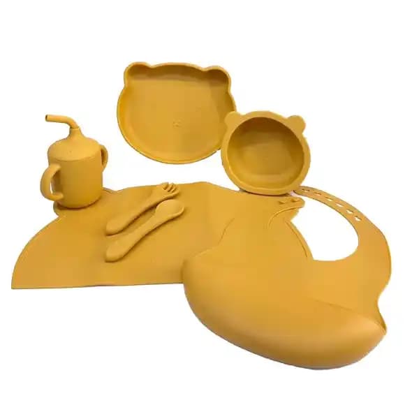 ست ظرف غذای سیلیکونی کودک 7 تکه طرح خرس — تصویر ۴