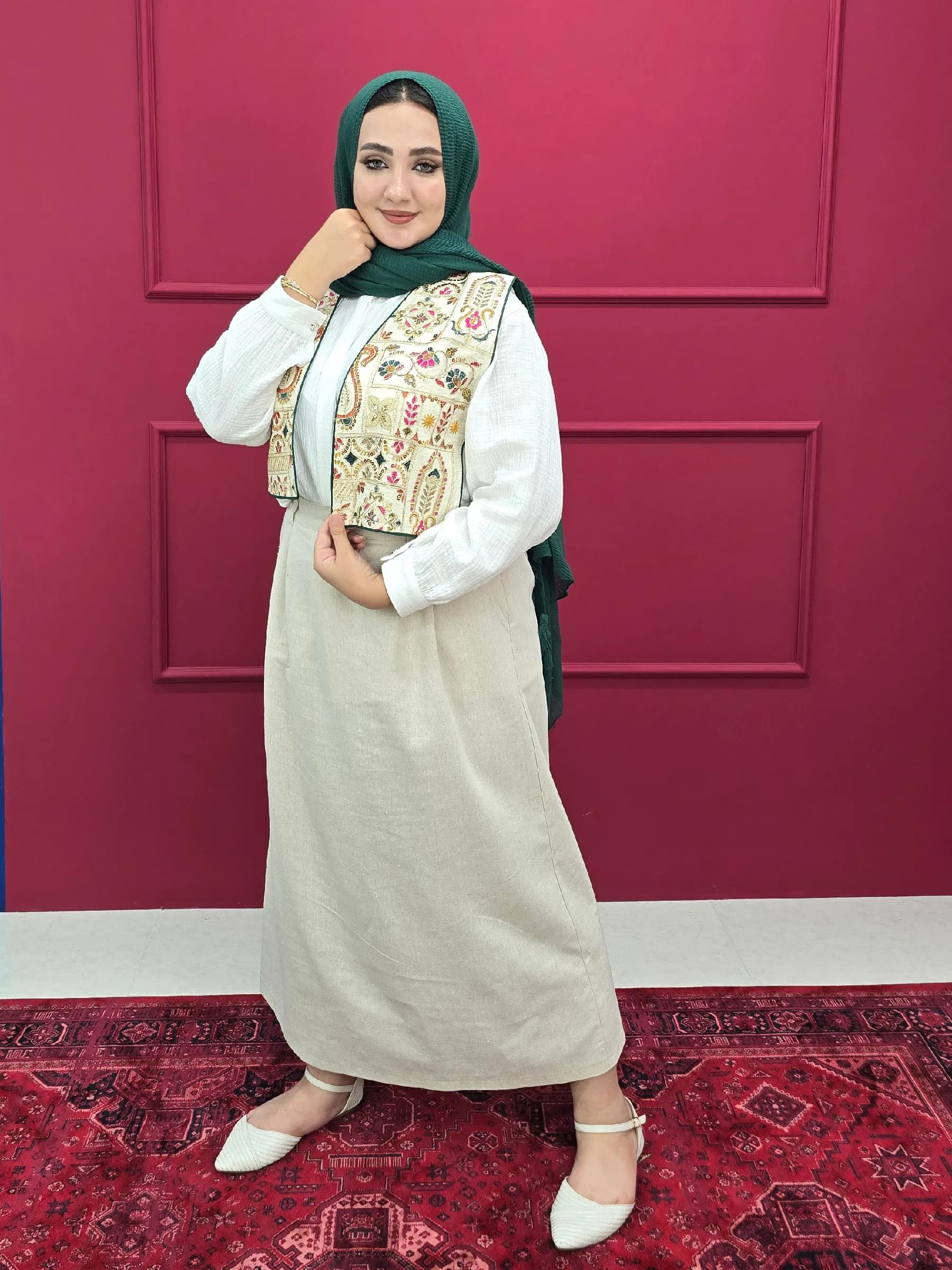 جلیقه بهاری بنددار ws52 — تصویر ۳
