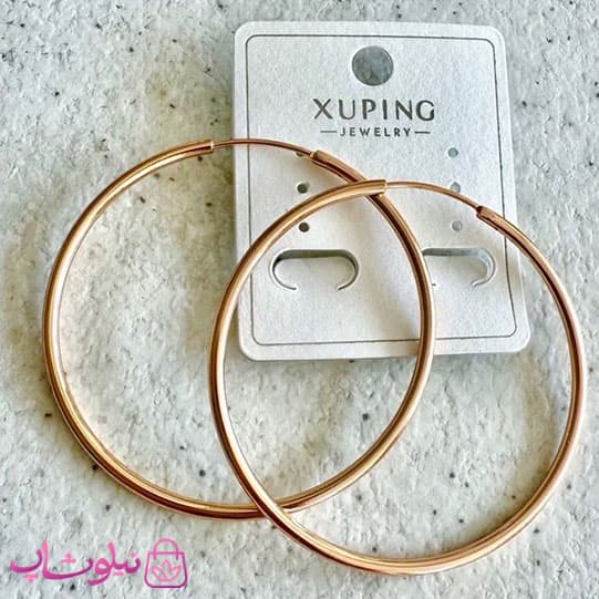 گوشواره حلقه ای ساده ژوپینگ طلایی رنگ مدل قفل مخفی – در قطرهای مختلف