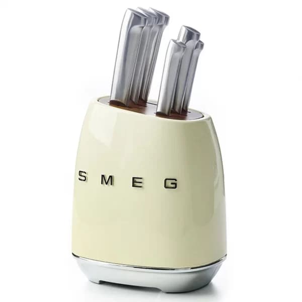سرویس چاقو آشپزخانه ۷ پارچه اسمگ رنگ کرم Smeg KBSF01CR
