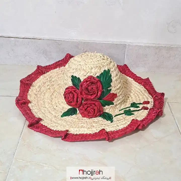 ست کلاه و ساک حصیری گل دار بچگانه کد SNV165 — تصویر ۲
