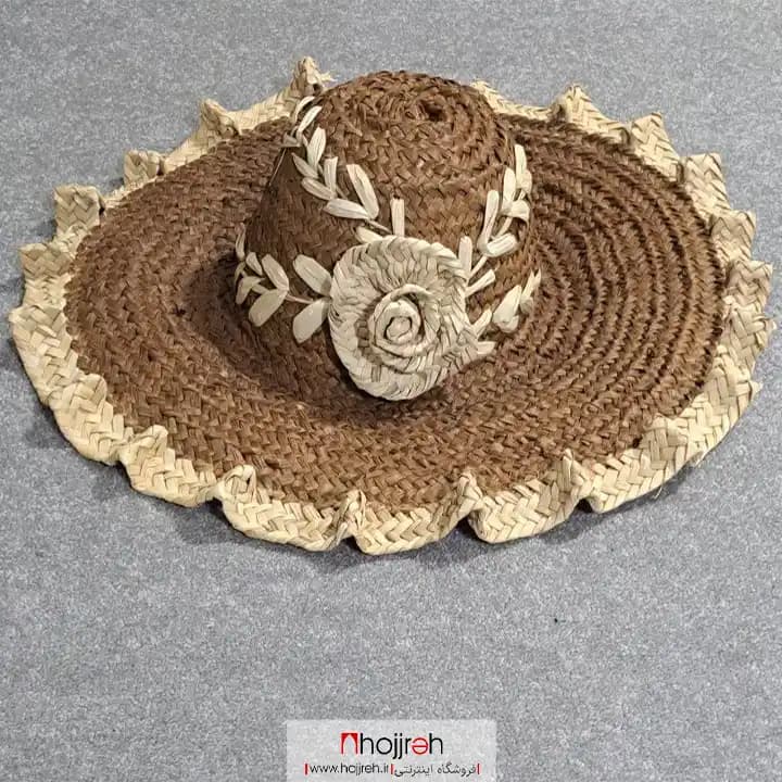 کلاه حصیری قهوه ای گل دار کد SNV155
