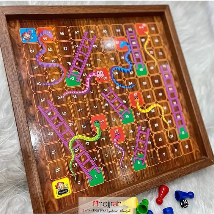 منچ و مارپله چوبی دو رو طرح چوب کد TNS496 — تصویر ۲
