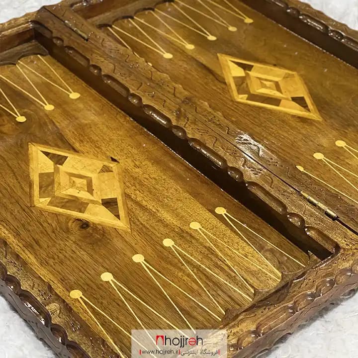 تخته نرد و شطرنج چوب گردو منبت کاری رنگ لاک الکل کد TNS69 — تصویر ۳