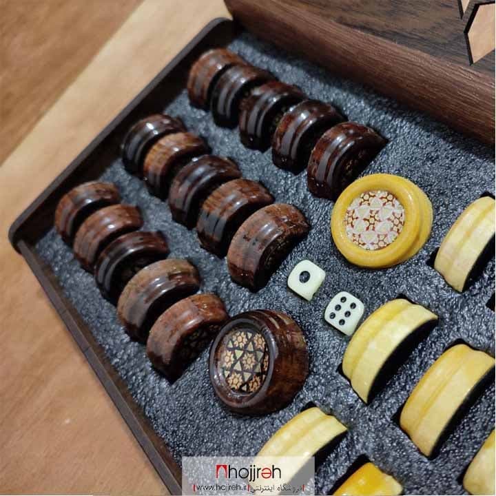 مهره تخته نرد چوب نارنج خاتم کاری قطر ۳ سانت کد TNS50 — تصویر ۲