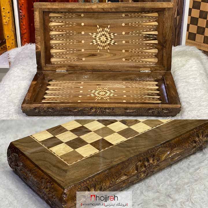 تخته نرد و شطرنج دو بازی دور منبت چوب گردو کد TNS612