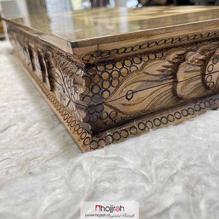تخته نرد و شطرنج چوب گردو منبت کاری دور خفاشی طرح لوزی کد TNS610 — تصویر ۳