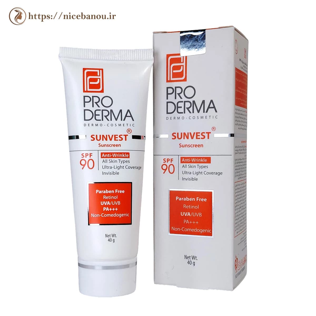 کرم ضد آفتاب و ضد چروک بیرنگ پرودرما مدل Sunvest SPF90 وزن 40 گرم