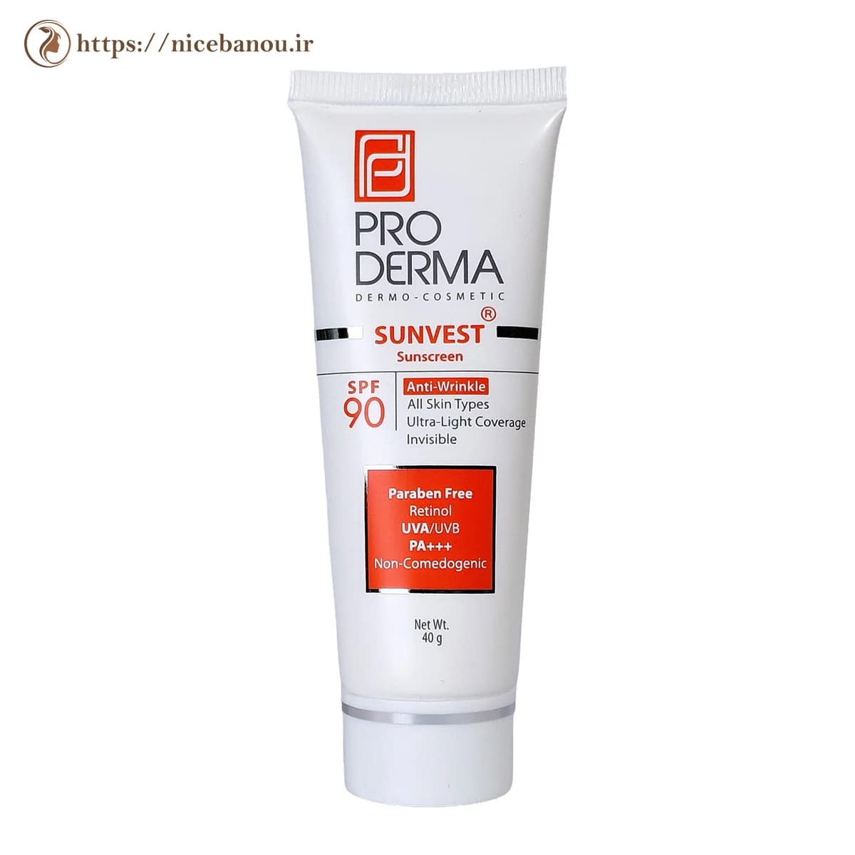 کرم ضد آفتاب و ضد چروک بیرنگ پرودرما مدل Sunvest SPF90 وزن 40 گرم — تصویر ۴