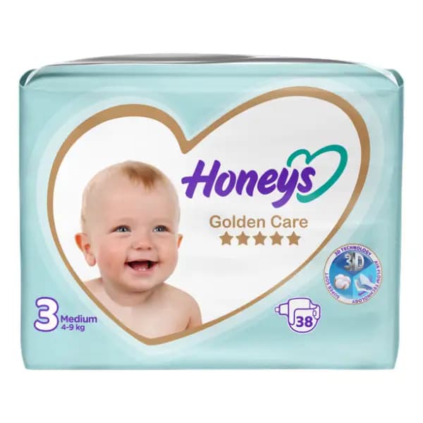 پوشک بچه هانیز سایز 3 (4 تا 9 کیلوگرم) بسته 38 عددی