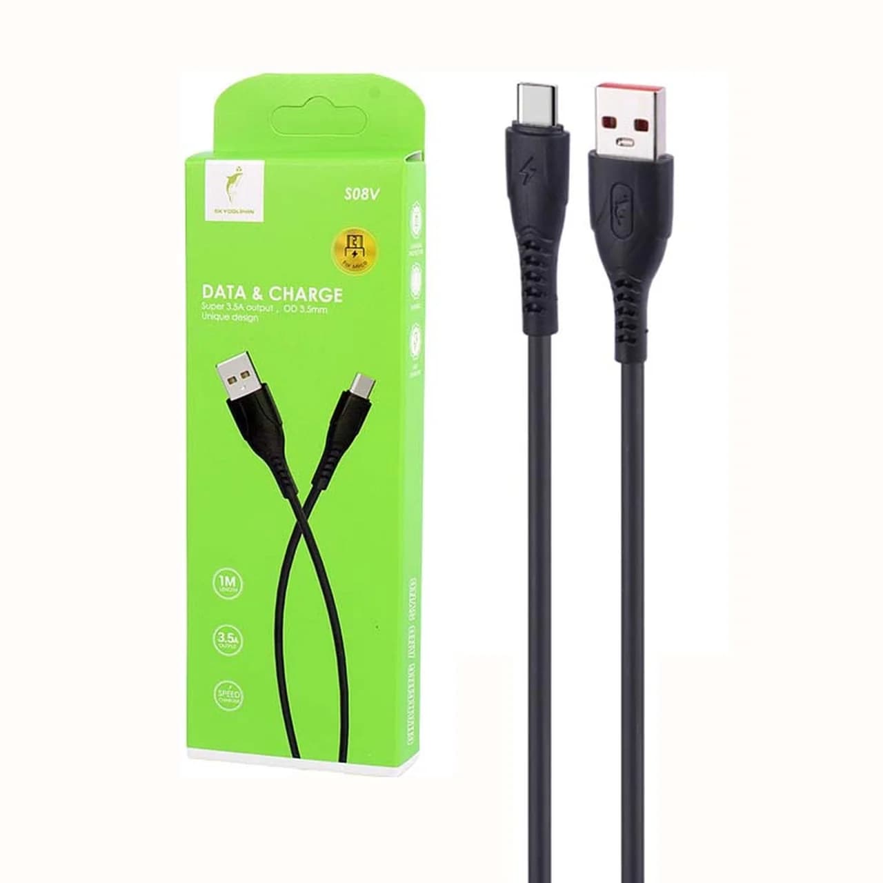 کابل شارژ فست Sky Dolphin Type-C مدل S08V – مشکی – TCO — تصویر ۲