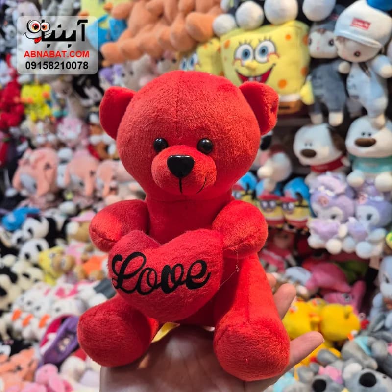 عروسک خرسی قلب بدست قرمز 30 سانتی کد 1517