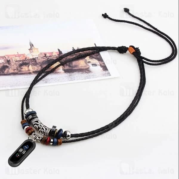 بند چرمی دستبند سلامتی شیائومی Xiaomi Mi Band 5 / 4 / 3 TAMISTER Leather Rope Strap مدل گردنی — تصویر ۲