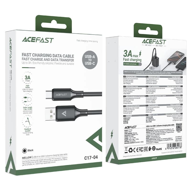 کابل Type-C ایس فست ACEFAST C17-04 طول 1.2 متر توان 15 وات — تصویر ۳