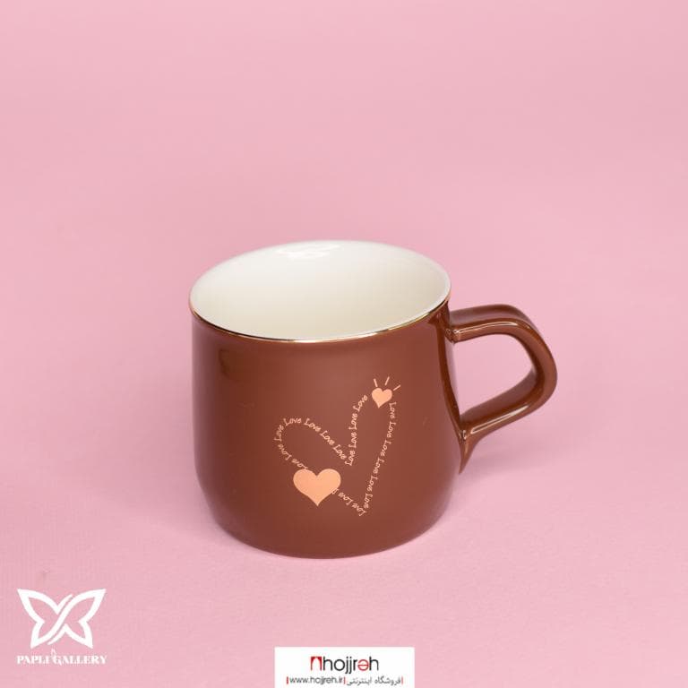 ماگ ( لیوان ) لب طلایی قهوه ای طرح LOVE قلب کد P103
