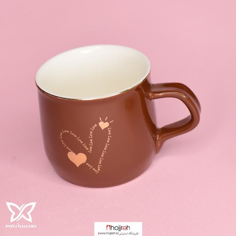 ماگ ( لیوان ) لب طلایی قهوه ای طرح LOVE قلب کد P103 — تصویر ۲