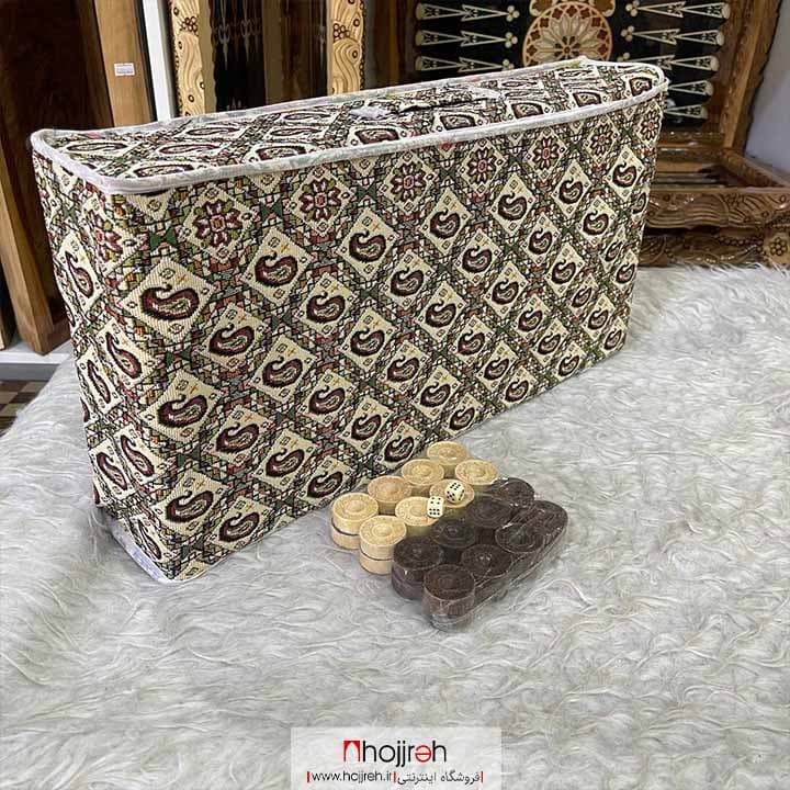 تخته نرد چوبی منبت کاری گل و بوته شطرنج دار کد TNS586 — تصویر ۵