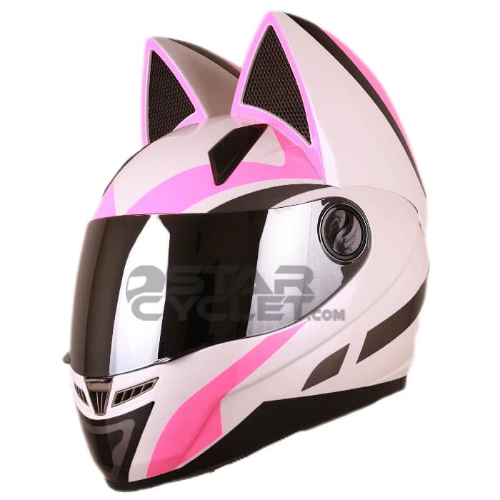 کلاه کاسکت گربه ای نوترینوس مدل WHITE PINK