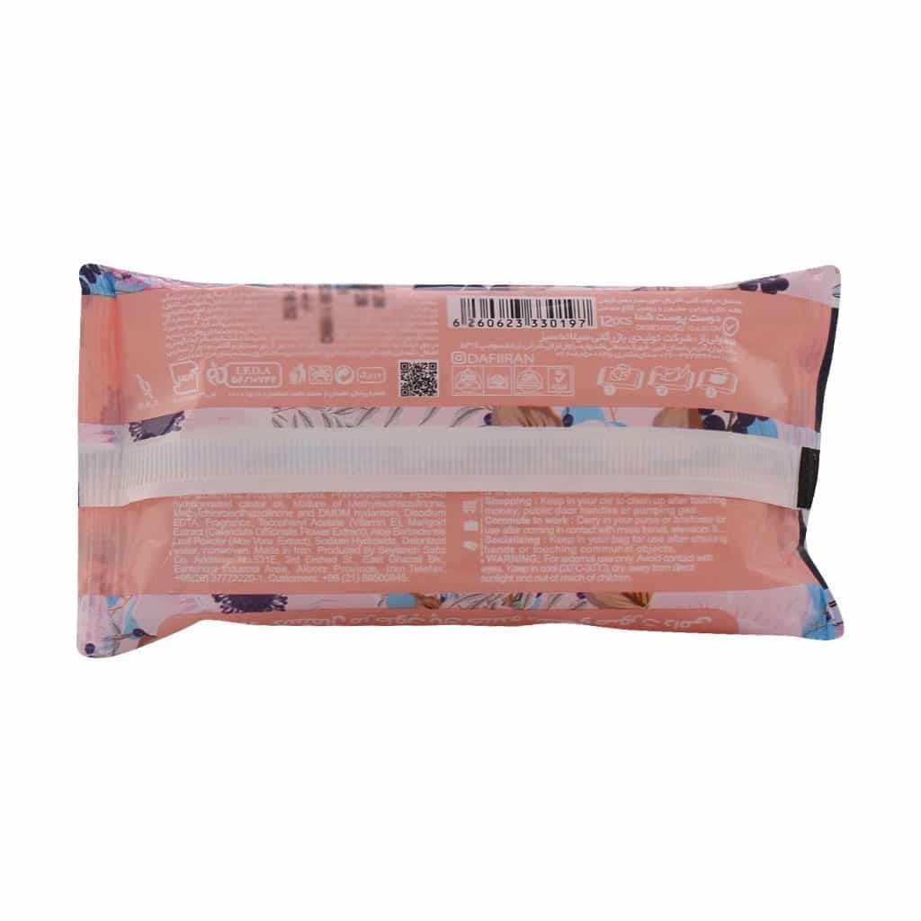 دستمال مرطوب پاک کننده دست و صورت دافی 12 عدد (Dafi Hand And Face Wet Wipes) — تصویر ۲