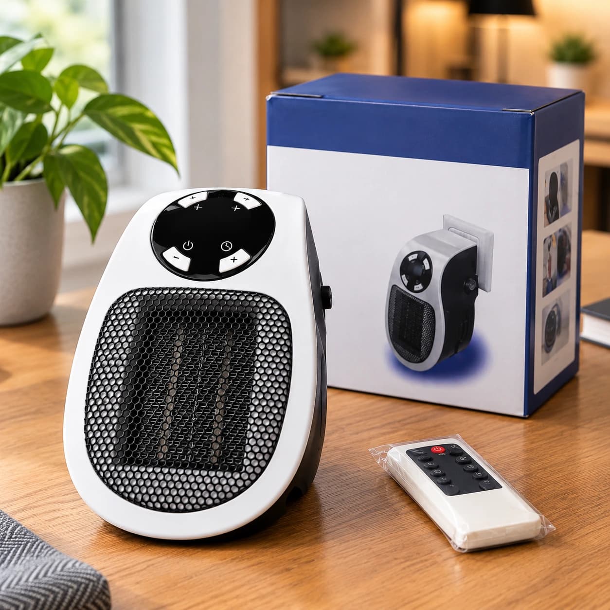 بخاری برقی فندار کوچک ۵۰۰ وات با کنترل از راه دور و نمایشگر LED
