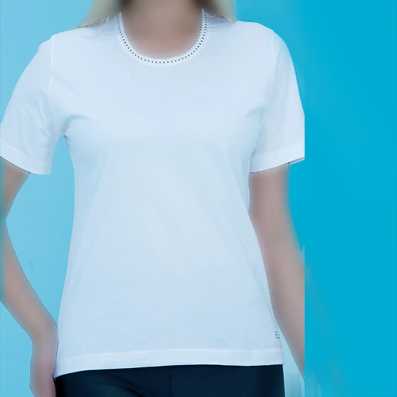 تیشرت زنانه یقه گیپور سفید بلکس (نیکوتن پوش) کد 11411