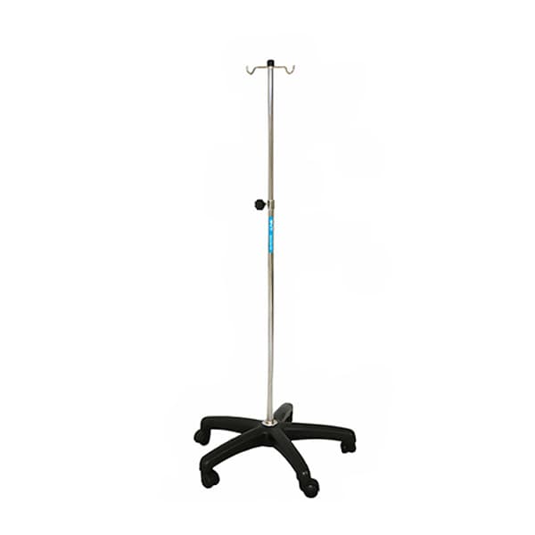 پایه سرم فلزی روکش کروم با پایه ۵ پر PVC — تصویر ۲